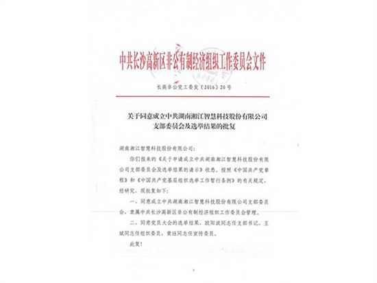 中共湖南湘江智慧科技股份有限公司党支部成立大会成功召开